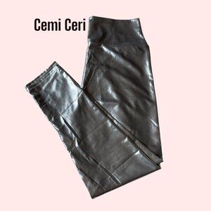 Silver Metallic Shiny Leggings XXL High-Waisted Stretch Pants Festival Clubwear